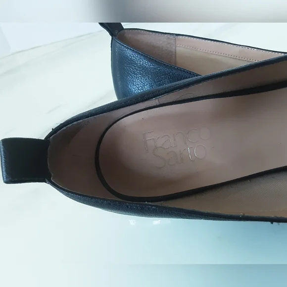 FRANCO SARTO Susie Soft Grain Leather Silver Accent Heel Pointed Toe Flats Sz 9M - Picture 10 of 10